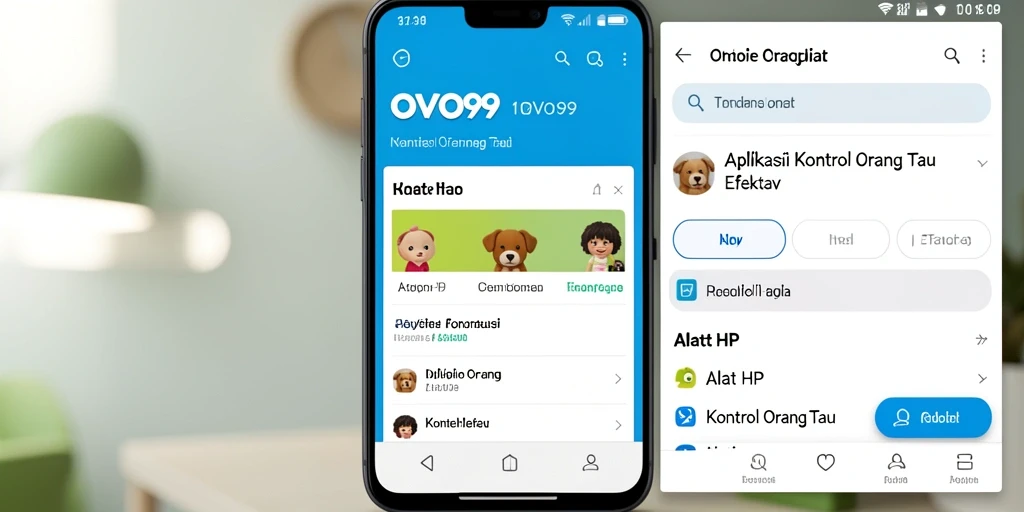 Tampilan antarmuka OVO99 dengan fitur kontrol orang tua yang mudah dipahami.