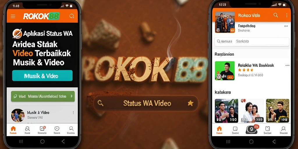 Tampilan antarmuka ROKOK88 dengan pilihan Status WA Video yang menarik.
