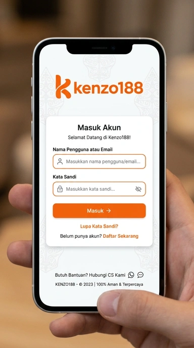 Tampilan halaman login kenzo188